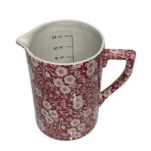 Antique Calico Red measuring Pitcher made in Staffordshire England